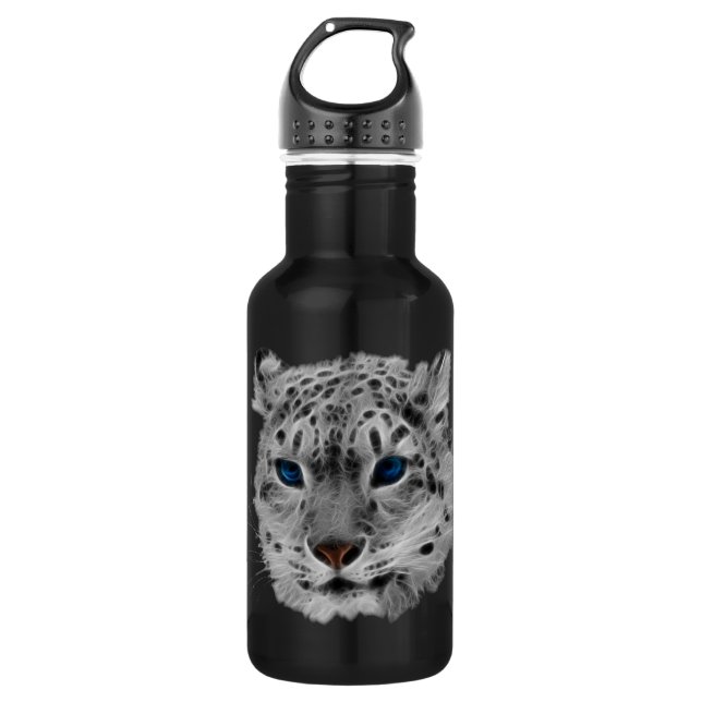 Snow Leopard Fractal Stainless Steel Water Bottle (Front)