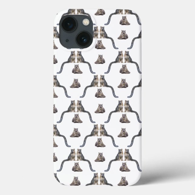 Snow Leopard Frenzy iPad Case (choose colour) (Back)