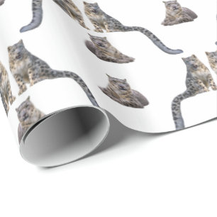 Snow Leopard Frenzy Wrapping Paper (choose colour)
