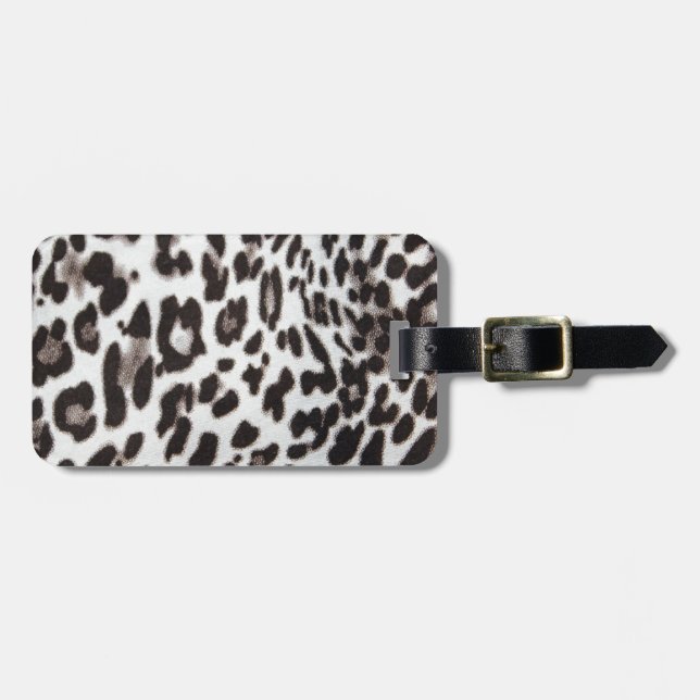 Snow Leopard Fur Luggage Tag (Front Horizontal)