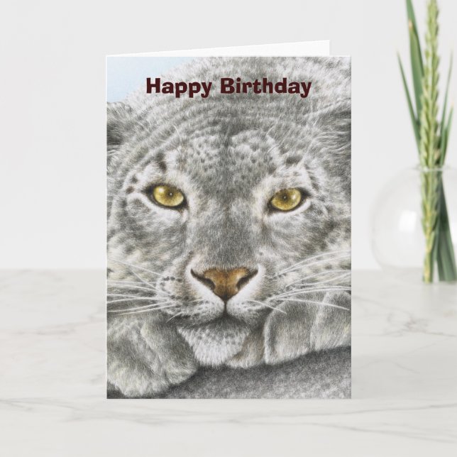 Snow Leopard Greeting Card (Front)