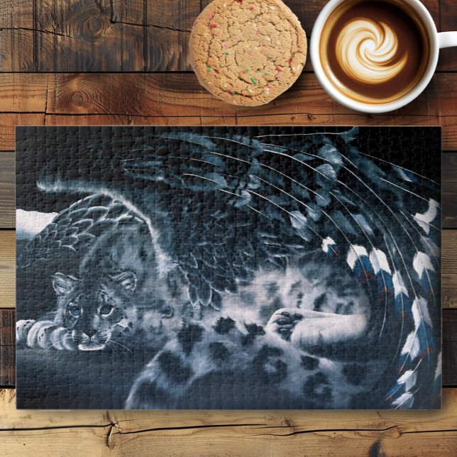 Snow Leopard Guardian Wings Fantasy Wildlife Jigsaw Puzzle (Creator Uploaded)
