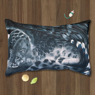 Snow Leopard Guardian Wings Fantasy Wildlife Pet Bed