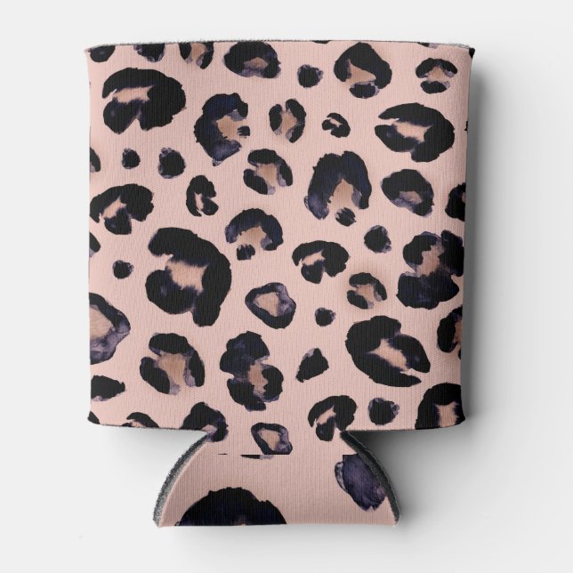 Snow Leopard, Hand Drawn Texture. Can Cooler (Front)