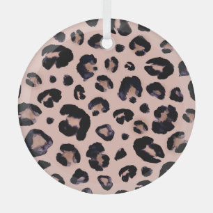 Snow Leopard, Hand Drawn Texture. Glass Ornament