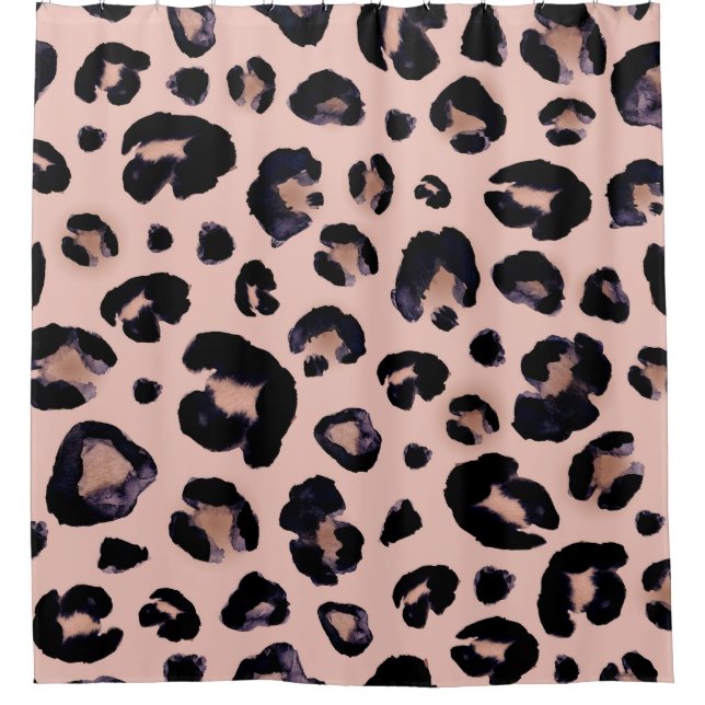 Snow Leopard, Hand Drawn Texture. Shower Curtain (Front)