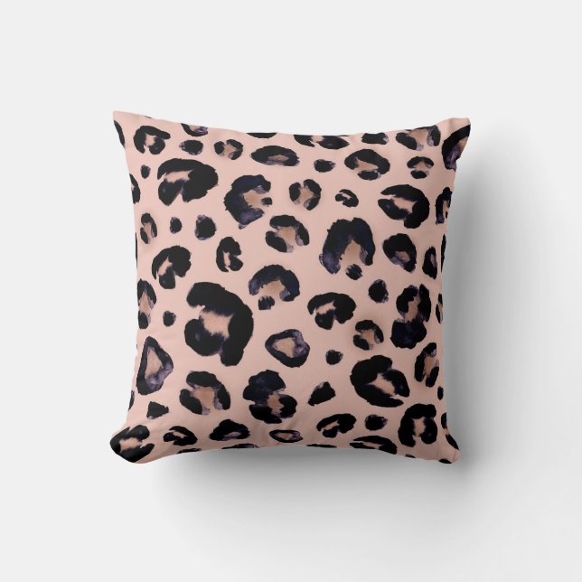 Snow Leopard, Hand Drawn Texture. Throw Pillow (Front)