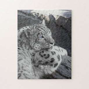 Snow Leopard Icy Stare Jigsaw Puzzle