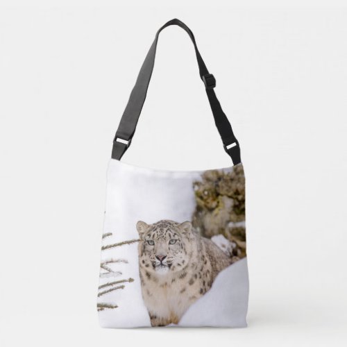 Snow Leopard in the Snow Crossbody Bag