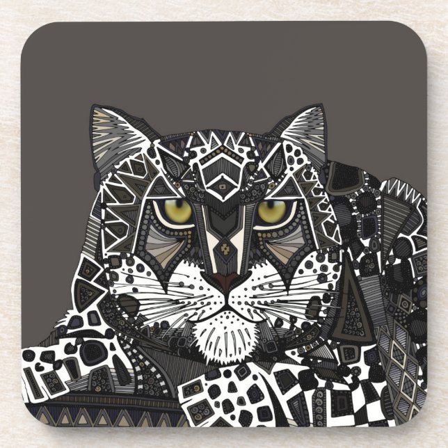 snow leopard lead beverage coaster (Front)