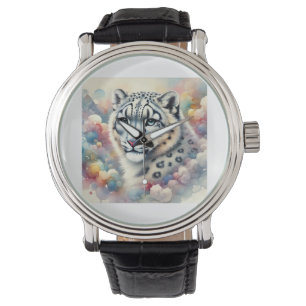 Snow Leopard Majesty 220824AREF136 - Watercolor Watch