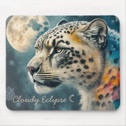 Snow Leopard Moon Mousepad