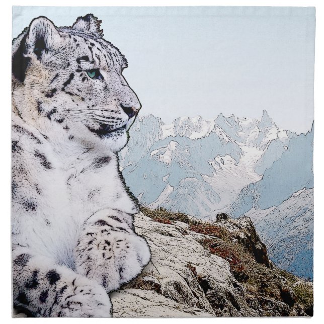 Snow Leopard Napkin (Front)