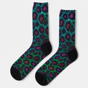 Snow Leopard Neon-Noir Pattern Socks