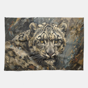 Snow Leopard Oil Painting Kitchen Towel