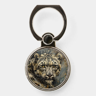 Snow Leopard Oil Painting Phone Ring Stand