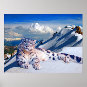 Snow Leopard on the Roof of the World Archival Poster