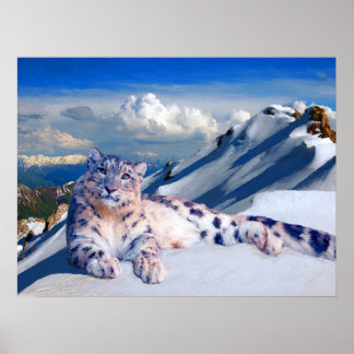 Snow Leopard on the Roof of the World Archival Poster