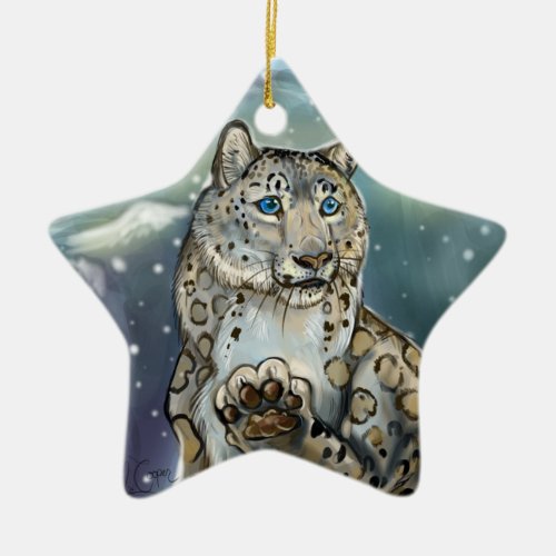 Snow Leopardornament Ceramic Ornament