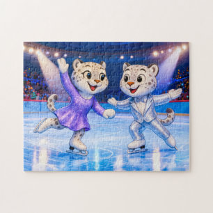 Snow Leopard Pair Performing Ice Dance Routine in  Jigsaw Puzzle