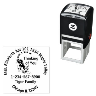 Snow Leopard Paisley Bengal Cat Return Address Self-inking Stamp