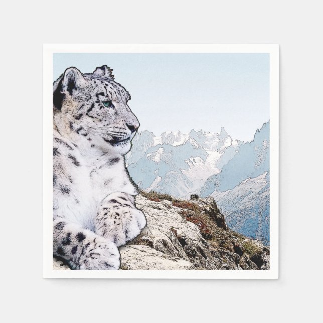 Snow Leopard Paper Napkins (Front)