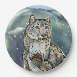 Snow Leopard Paper Plates