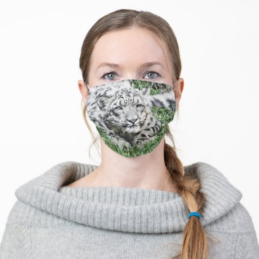 Snow Leopard (photo) Adult Cloth Face Mask (Worn)