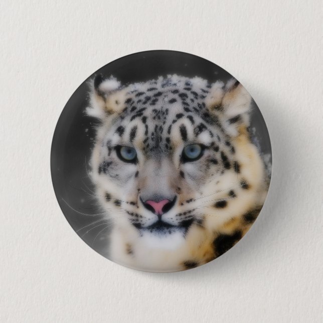 Snow Leopard Pinback Button (Front)