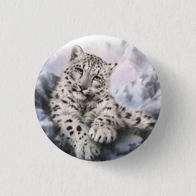 Snow leopard pinback button (Front)
