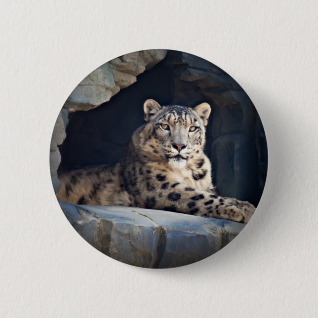 Snow Leopard Pinback Button (Front)