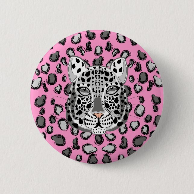 Snow Leopard Pinback Button (Front)