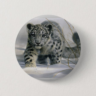 Snow leopard pinback button