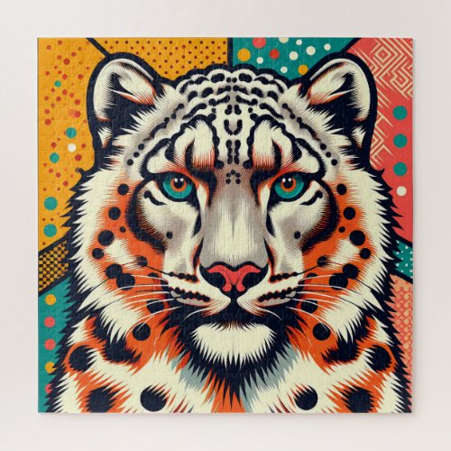 Snow Leopard Pop Art 600 Piece Puzzle