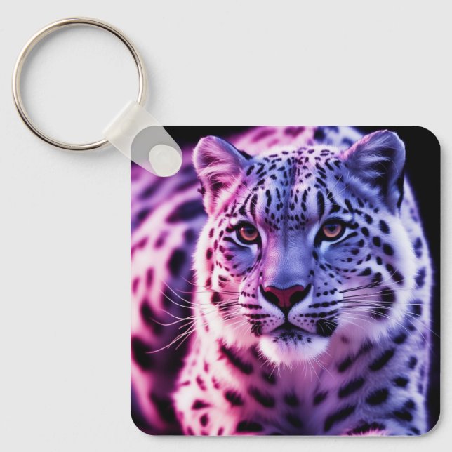 Snow Leopard Portrait Keychain (Front)