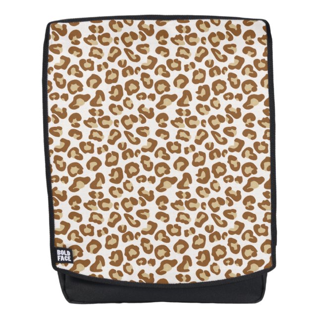 Snow Leopard Print, Beige, Tan, and Cream Backpack (Front)