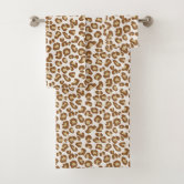 Cream Brown Leopard Print     Bath Towel Set