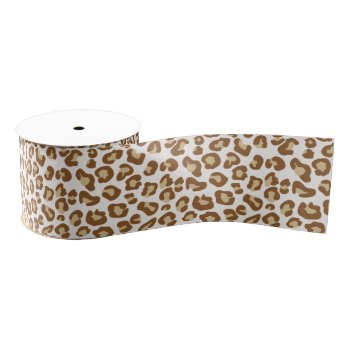 Snow Leopard Print  Beige  Tan  And Cream Grosgrain Ribbon by Floridity at Zazzle