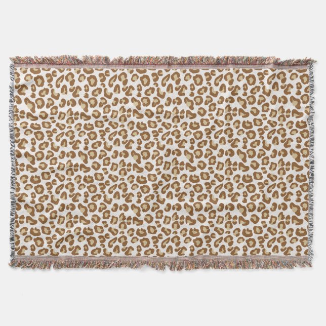 Snow Leopard Print, Beige, Tan, and Cream Throw Blanket (Front)