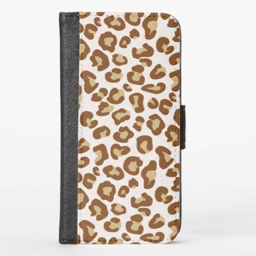 Snow Leopard Print Beige Tan and White iPhone X Wallet Case