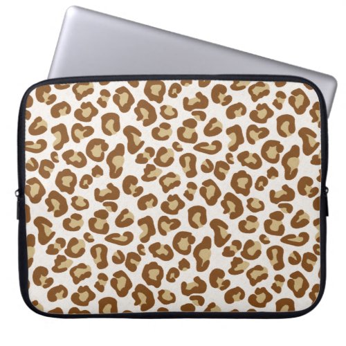 Snow Leopard Print Beige Tan and White Laptop Sleeve