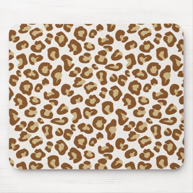 Snow Leopard Print, Beige, Tan, and White Mouse Pad (Front)