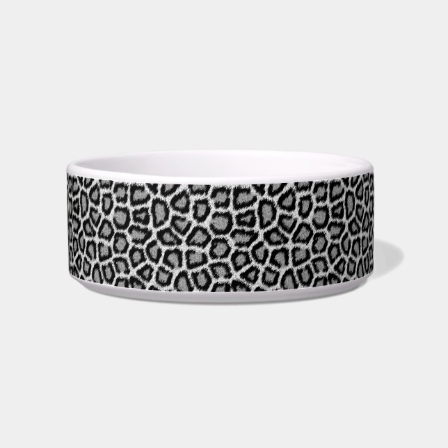 Snow Leopard Print Custom Cat Bowl (Right)