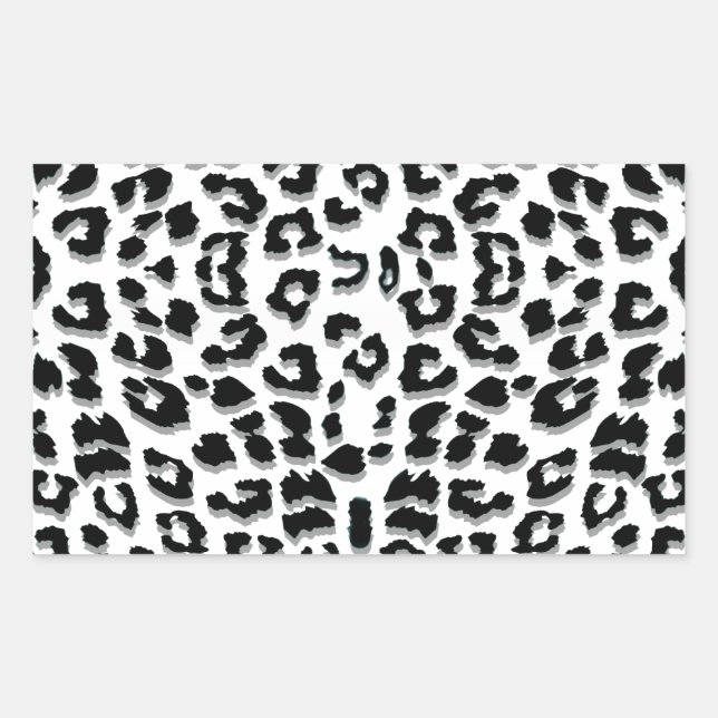 Snow Leopard Print Custom Rectangular Sticker (Front)