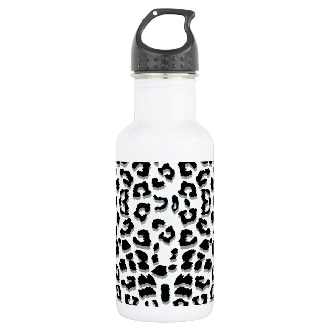 Snow Leopard Print Custom Water Bottle (Front)