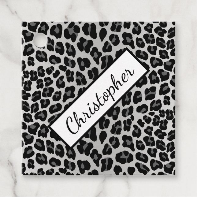 Snow Leopard print  favor tags (Front)