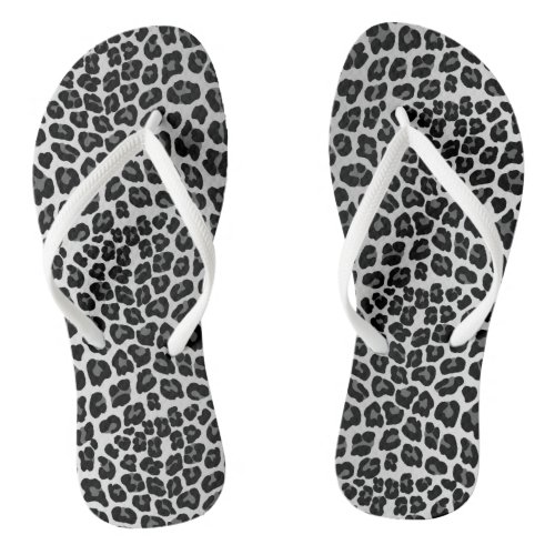 Snow leopard print flip flops