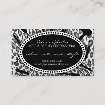 Snow Leopard Print Hair & Beauty Appointment Card by creativetaylor at Zazzle