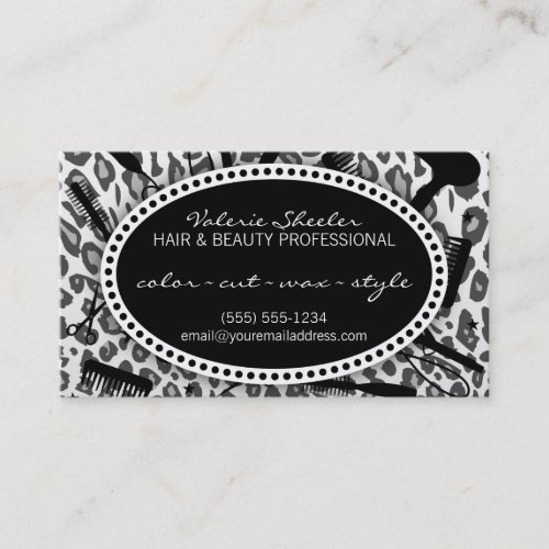 Snow Leopard Print Hair  Beauty Appointment Card