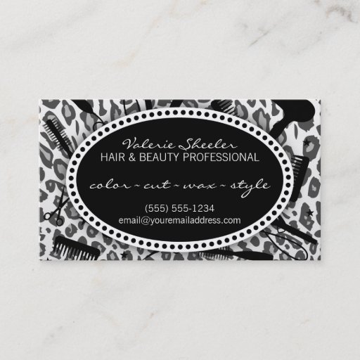 Customizable Snow Leopard Print Hair &amp; Beauty Appointment Card Business Card Templates